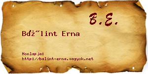Bálint Erna névjegykártya